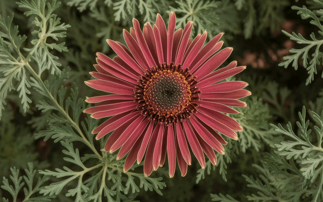 gros plan goutte de sang plante fleur rouge et feuillage
