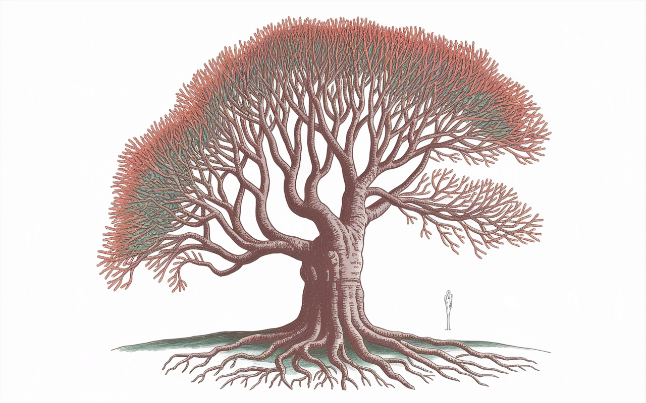 illustration botanique cyprès chauve tronc feuillage racines