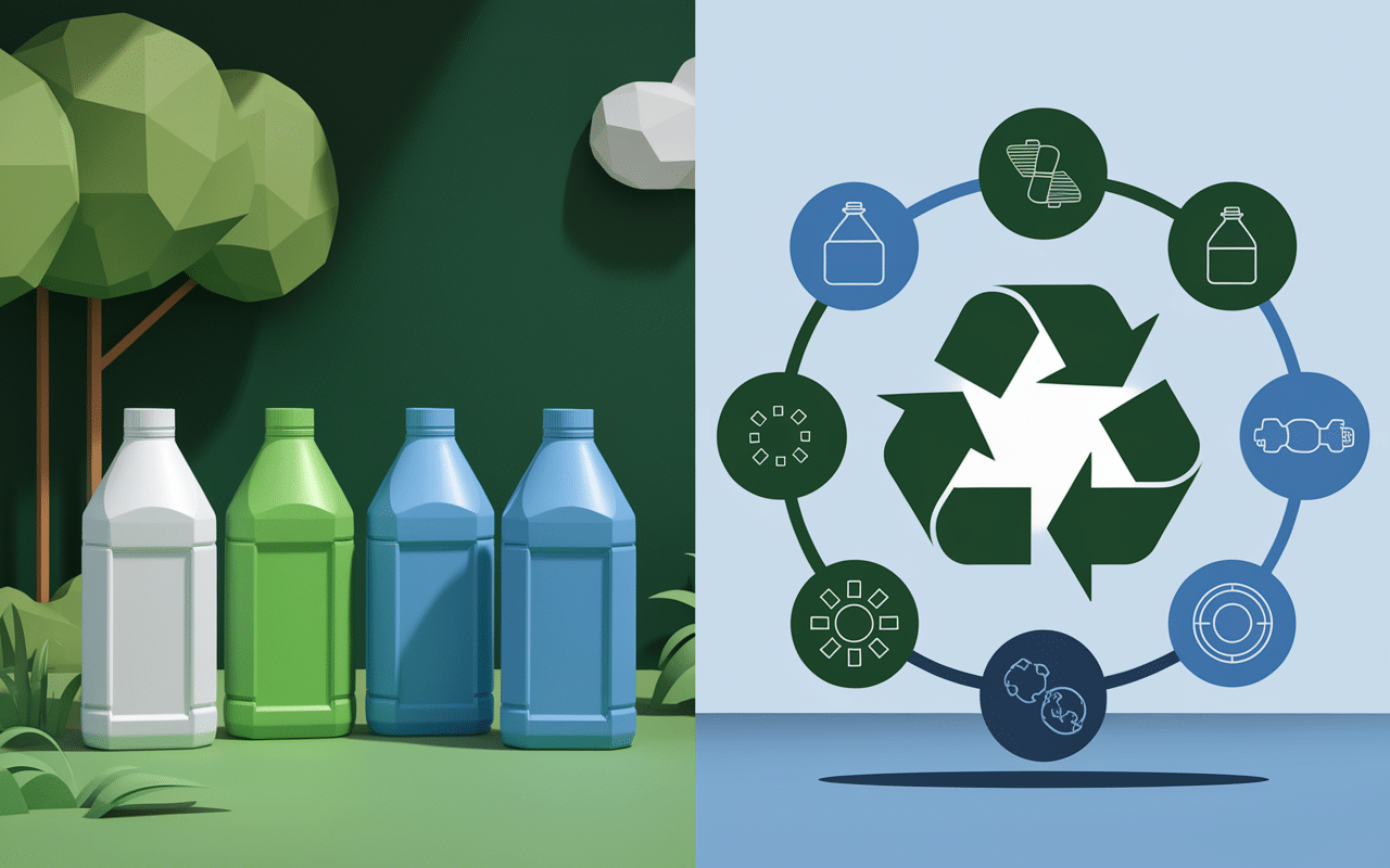 bouteilles plastique polluant et recyclage symbolique