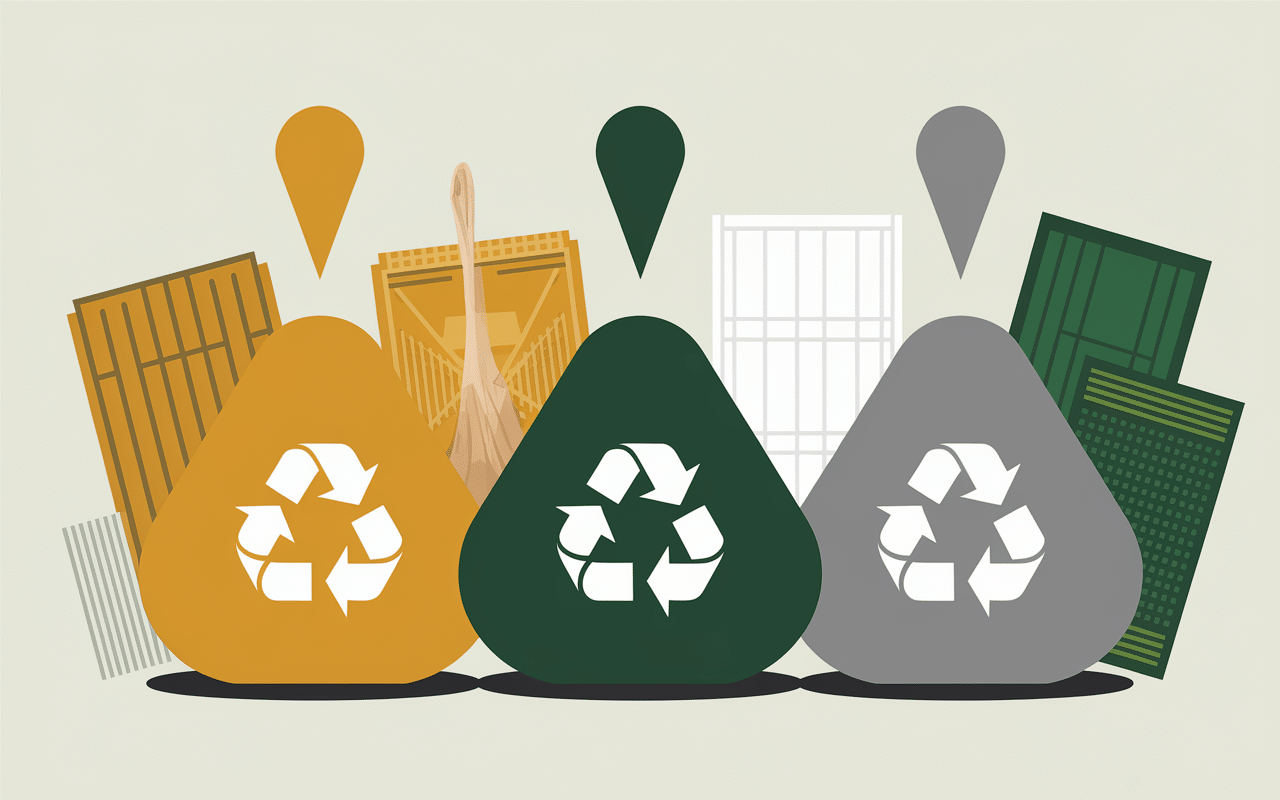 Tri polystyrène avec poubelles pour recyclage