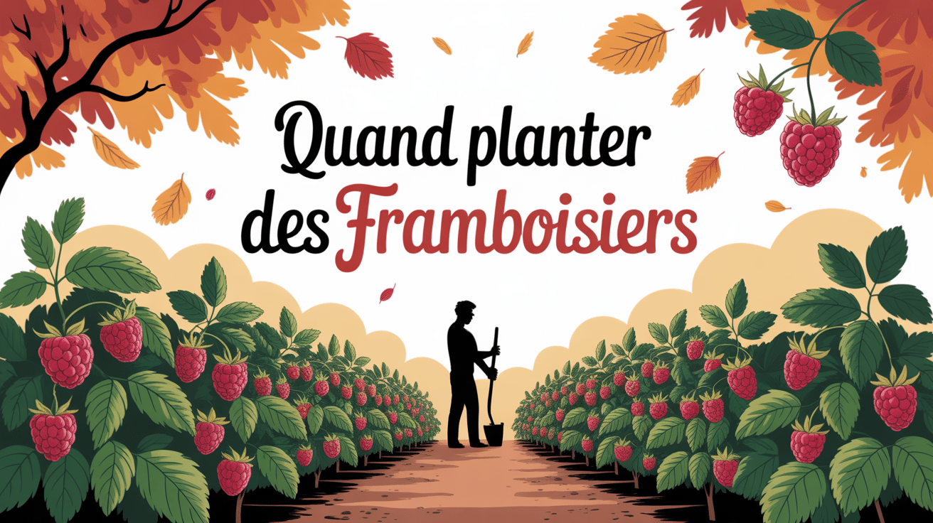 Illustration jardin framboisiers plantation automne