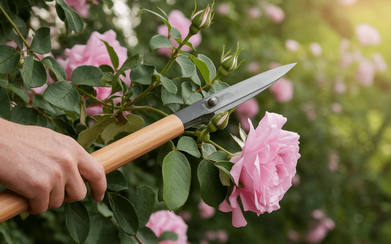 taille de printemps quand tailler les rosiers avec sécateur main gantée