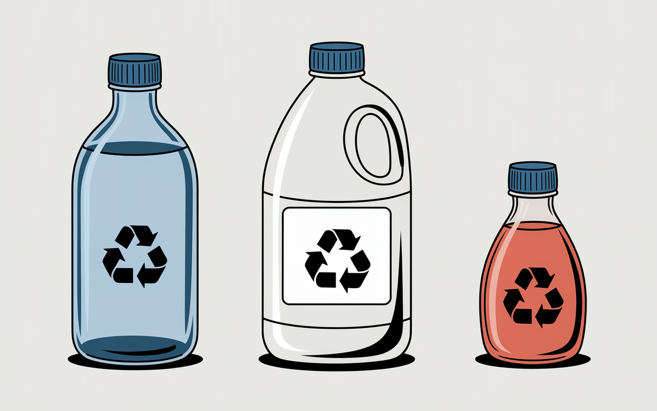 illustration types de bouteilles en plastique avec codes recyclage
