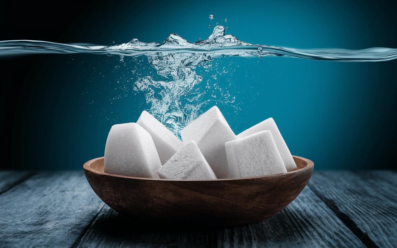 Cristaux de percarbonate de soude en gros plan