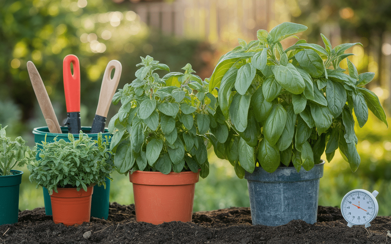 Jardinage basilic thailandais en pots et pleine terre