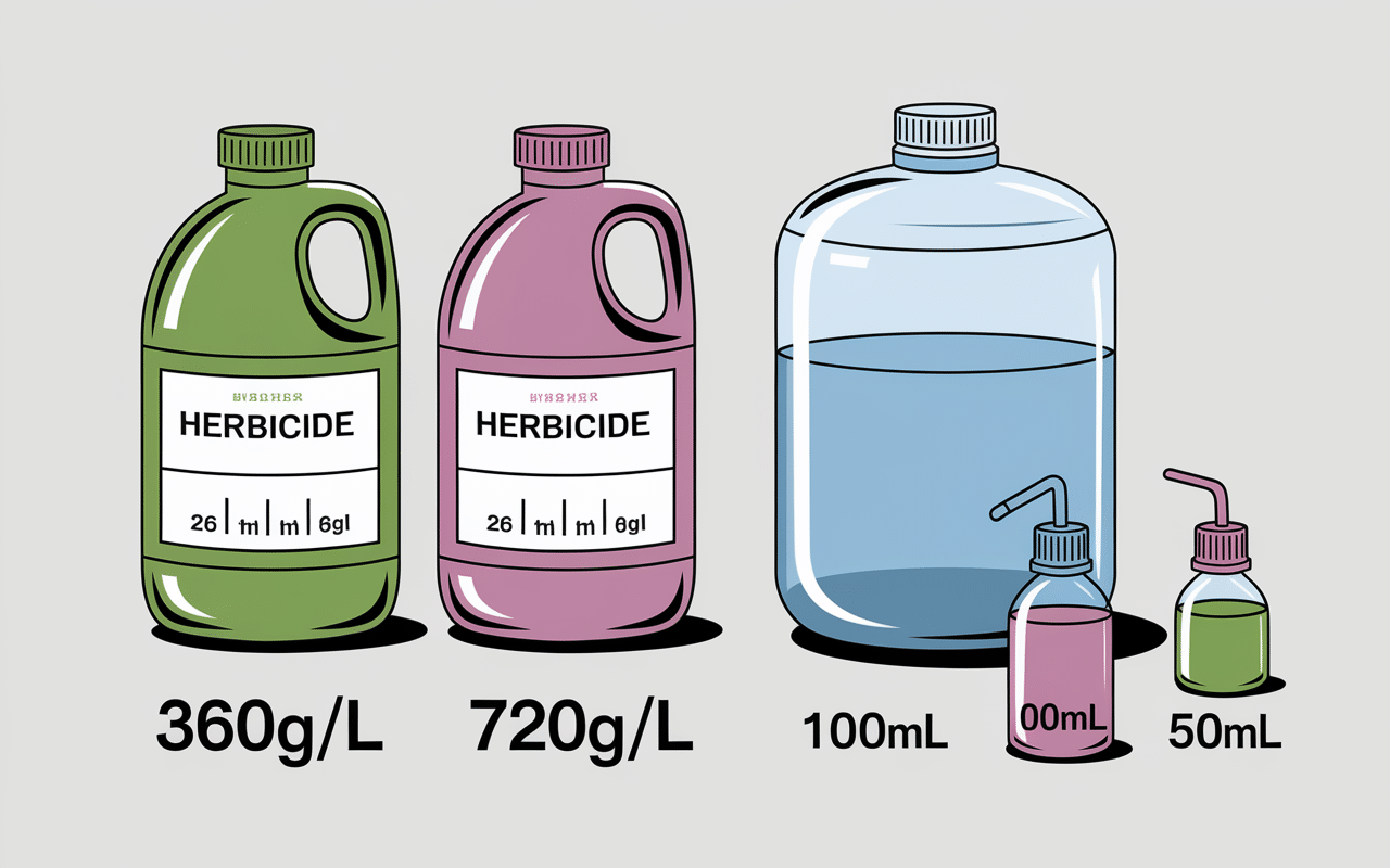 Flacons herbicide dosage glyphosate 10 l d'eau