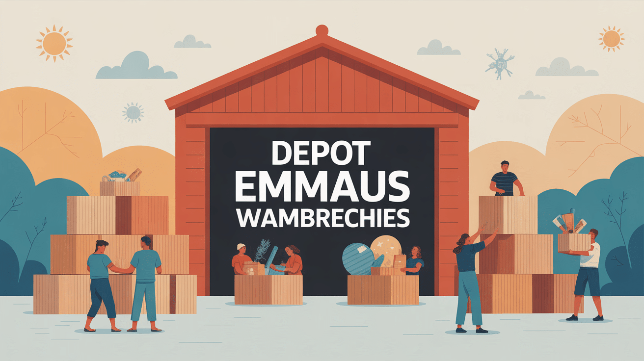 emmaus wambrechies depot illustration bâtiment chaleureux avec dons