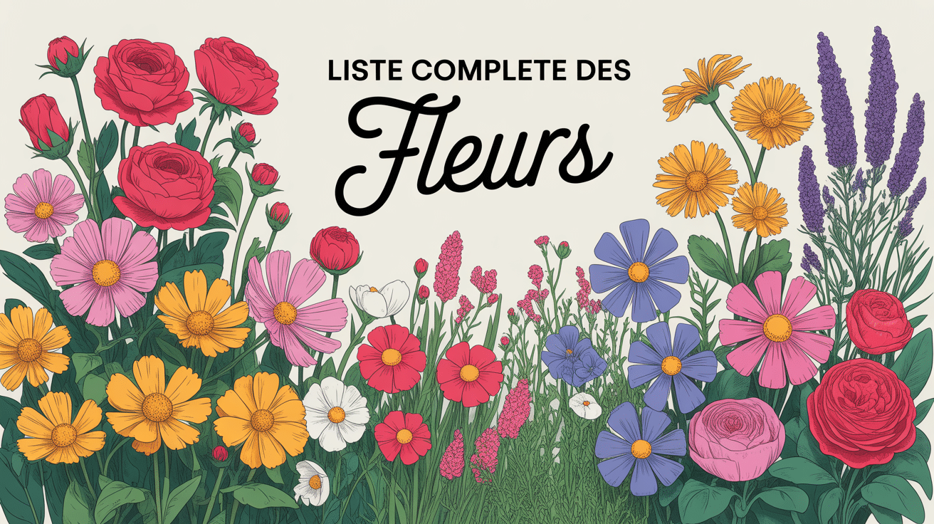 Jardin coloré avec variétés de fleurs
