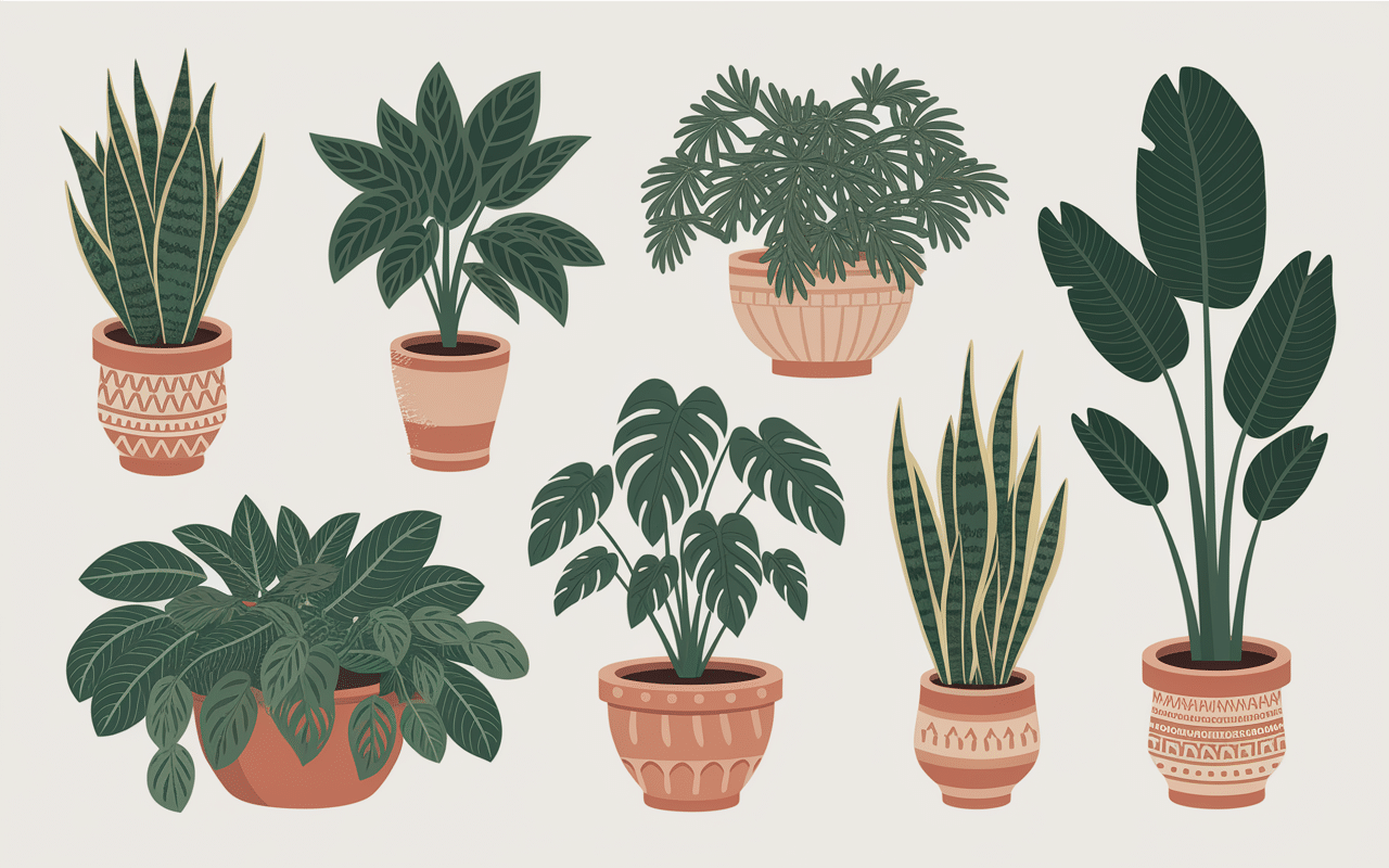 Collection plantes intérieures salle de bain