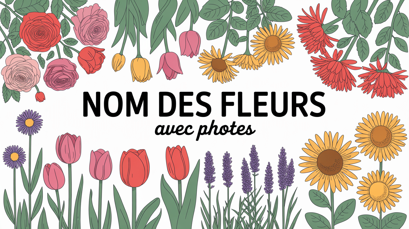 Illustration stylisée de fleurs communes de jardin