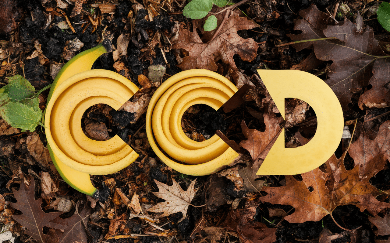 Coupe de compost avec peaux de banane