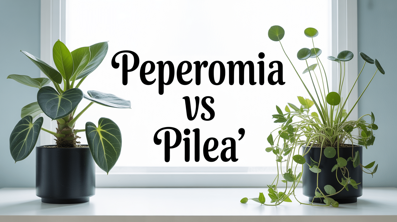 Peperomia vs Pilea sur fond blanc