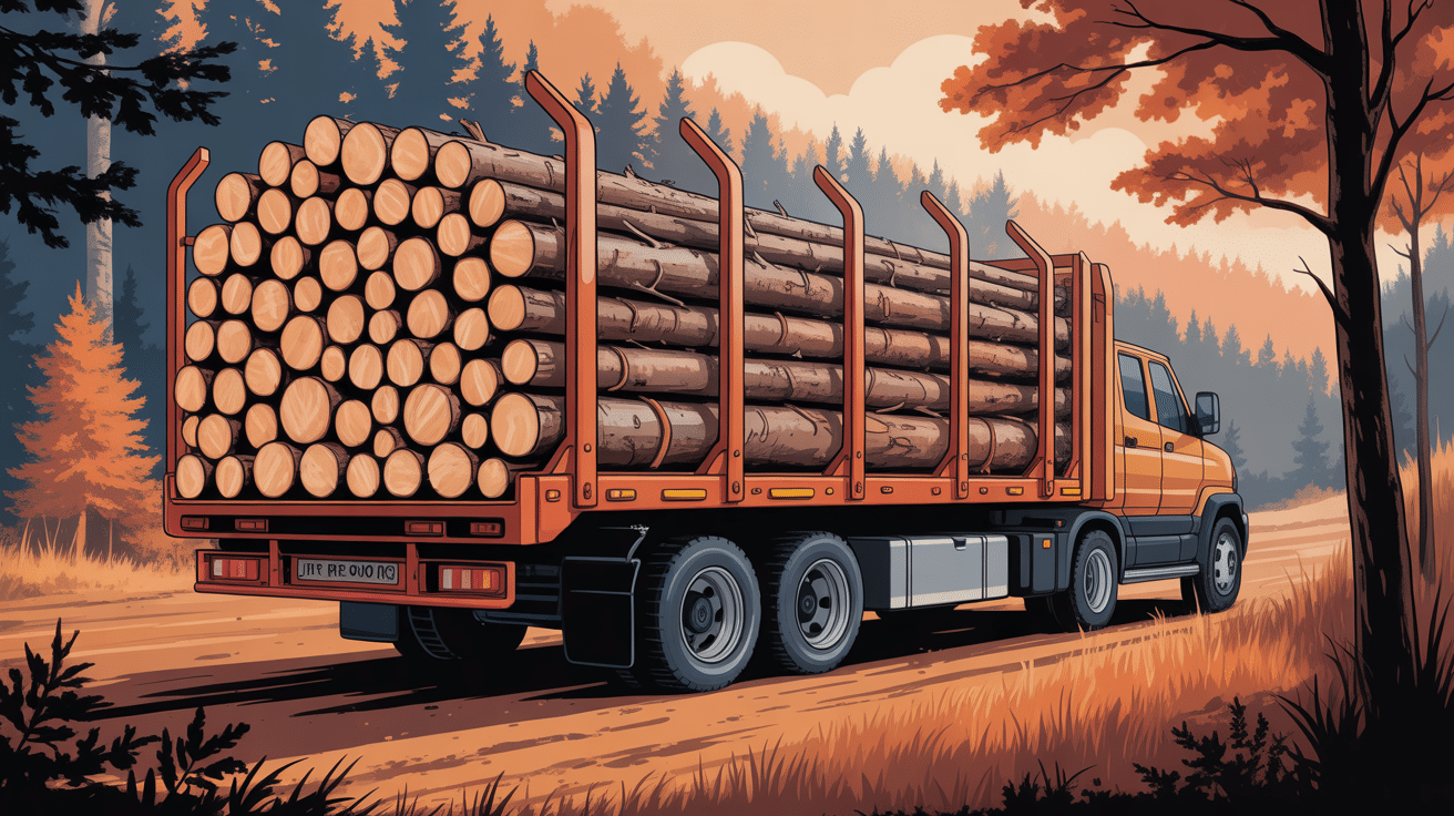 Illustration semi remorque bois de chauffage