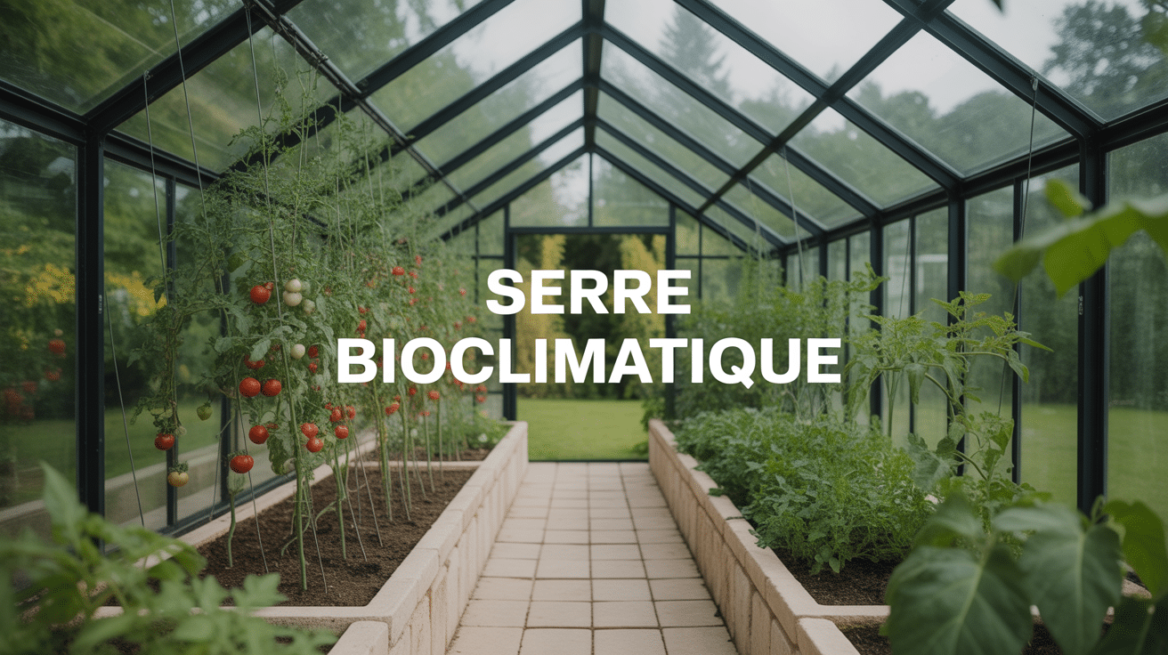 Vue d'une serre bio climatique en verre moderne