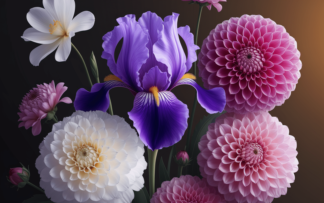 Composition avec symboles floraux et culturels