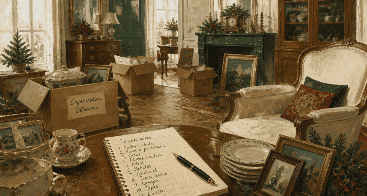 vider maison cartons organisation salon ancien
