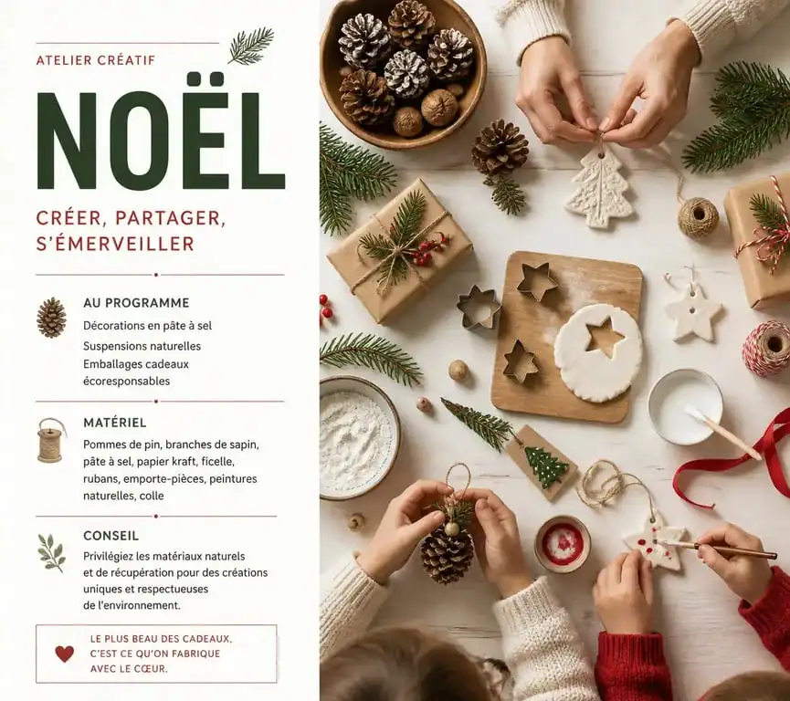 Activités manuelles de Noël en famille : atelier de création de décorations artisanales
